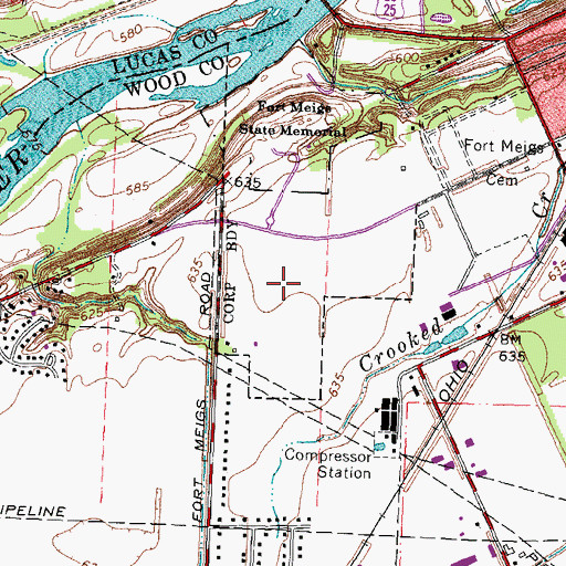 Topographic Map of The Estates of Fort Meigs, OH