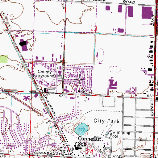 Topographic Map of The Village, OH