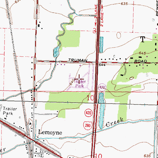 Topographic Map of Troy Villa Mobile Home Park, OH