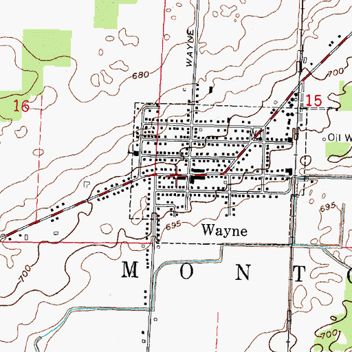 Topographic Map of Wayne Post Office, OH