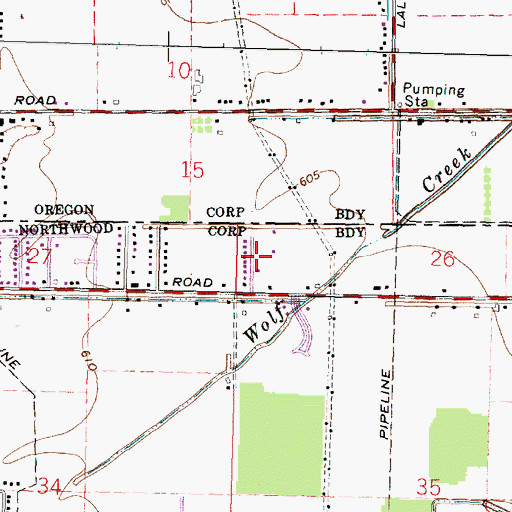 Topographic Map of West Pointe, OH