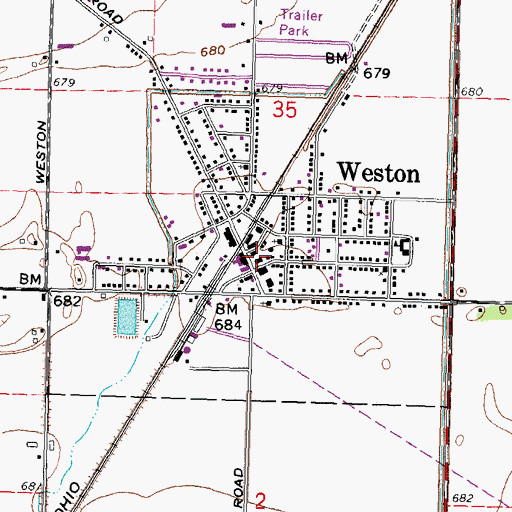 Topographic Map of Weston Post Office, OH