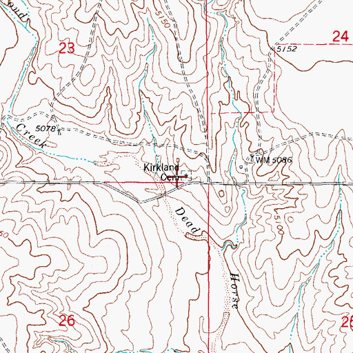 Topographic Map of Kirkland Cemetery, CO