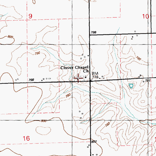 Topographic Map of Clover Chapel Cemetery, IL