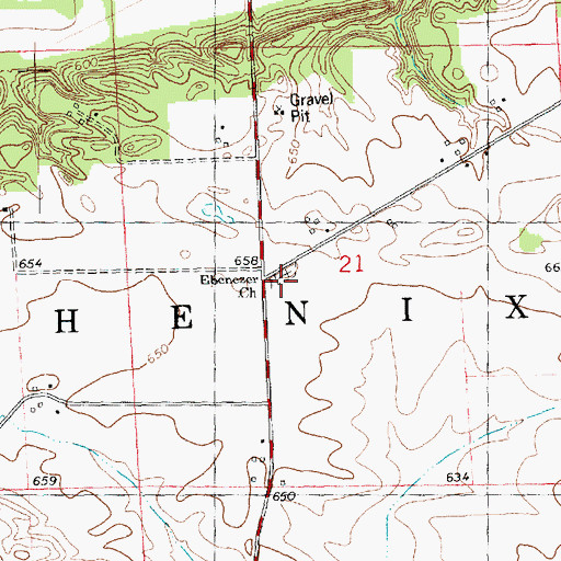 Topographic Map of Ebenezer Cemetery, IL