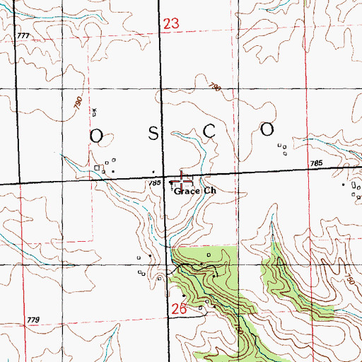 Topographic Map of Grace Episcopal Cemetery, IL