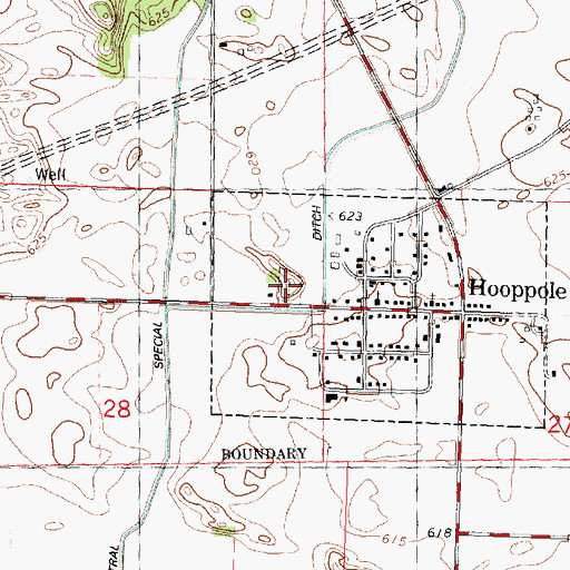 Topographic Map of Hooppole Cemetery, IL