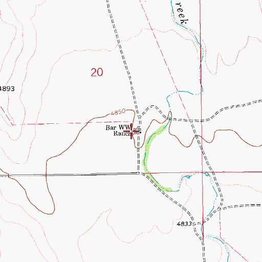 Topographic Map of Bar W W Ranch, CO