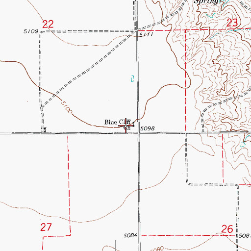 Topographic Map of Blue Cliff Church, CO