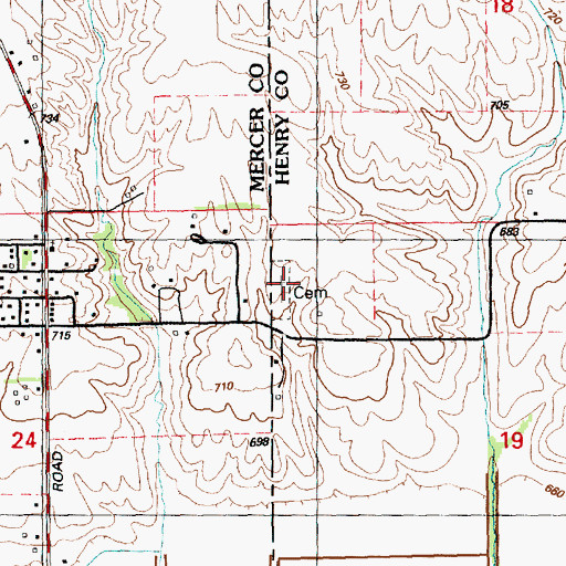 Topographic Map of Swedona Cemetery, IL