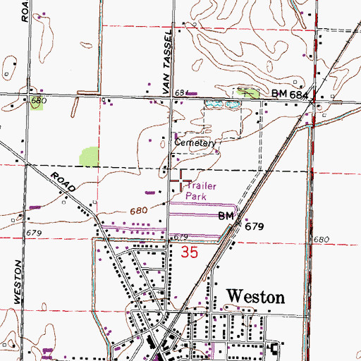 Topographic Map of Weston Trailer Court, OH