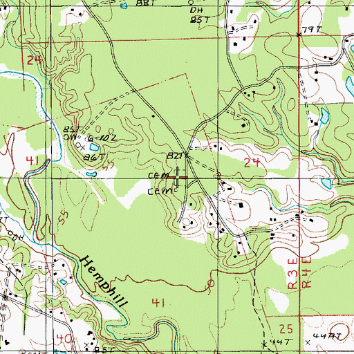 Topographic Map of Spencer Cemetery, LA