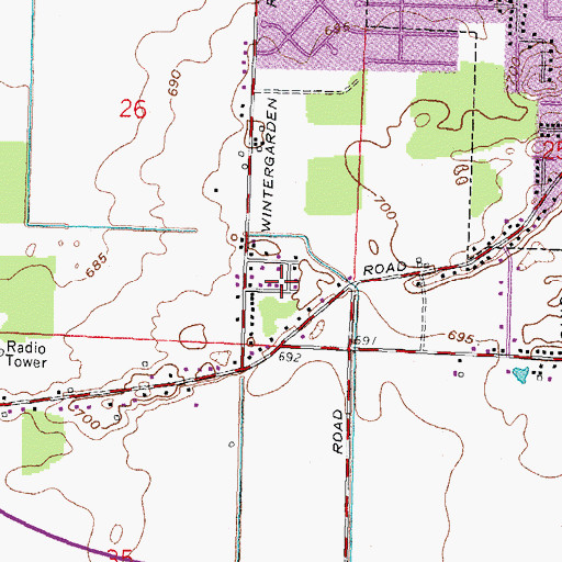 Topographic Map of Wintergarden Heights, OH