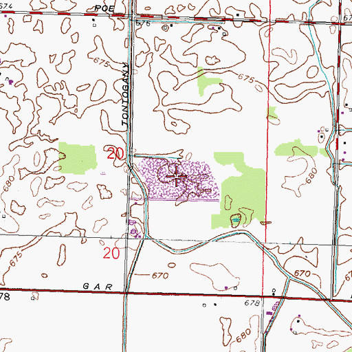 Topographic Map of Wood County Landfill, OH