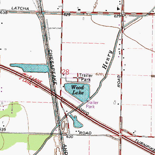 Topographic Map of Wood Lake Mobile Home Park, OH