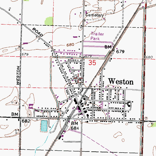Topographic Map of Weston Church of Christ, OH