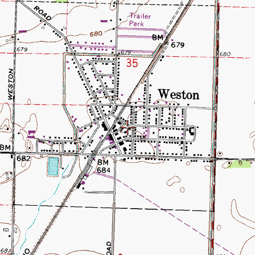 Topographic Map of Weston United Methodist Church, OH