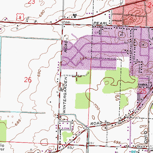Topographic Map of Wintergarden Park, OH