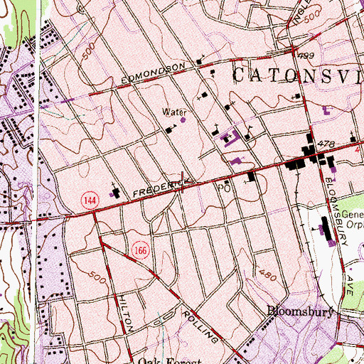 Topographic Map of Catonsville Area Branch Baltimore County Public Library, MD