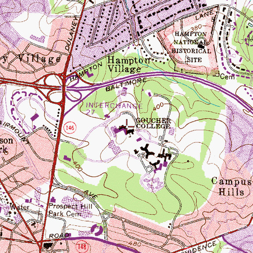 Topographic Map of Julia Rogers Library, MD