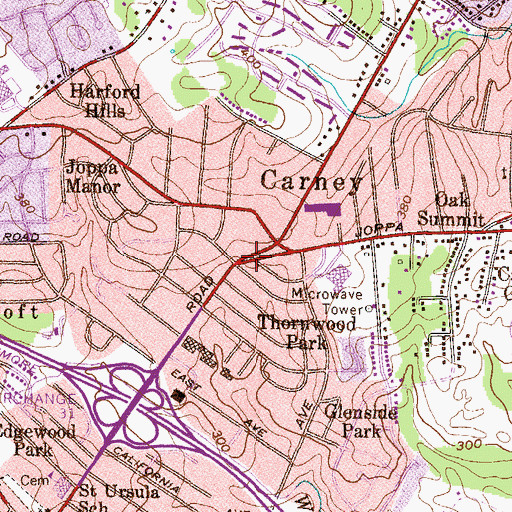 Topographic Map of Parkville-Carney Branch Baltimore County Public Library, MD