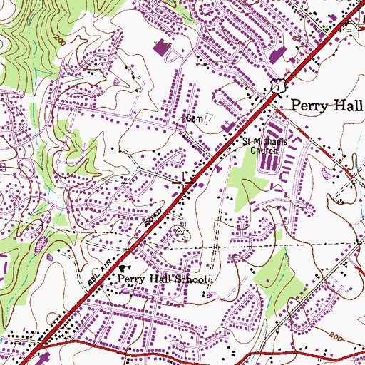Topographic Map of Perry Hall Branch Baltimore County Public Library, MD