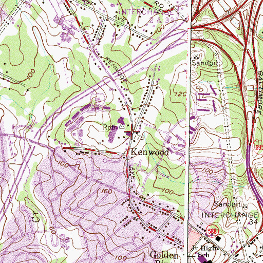 Topographic Map of Rosedale Area Branch Baltimore County Public Library, MD