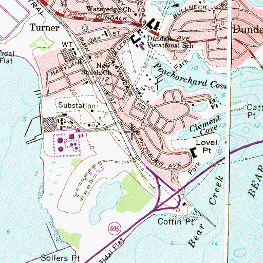 Topographic Map of Turners Station Branch Baltimore County Public Library, MD