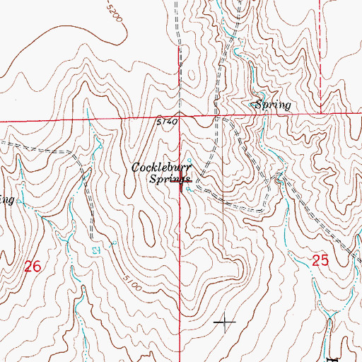 Topographic Map of Cockleburr Springs, CO