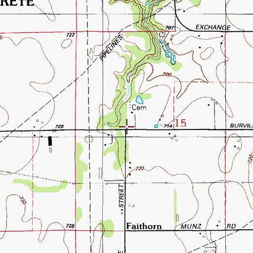 Topographic Map of Beebe's Grove Cemetery, IL
