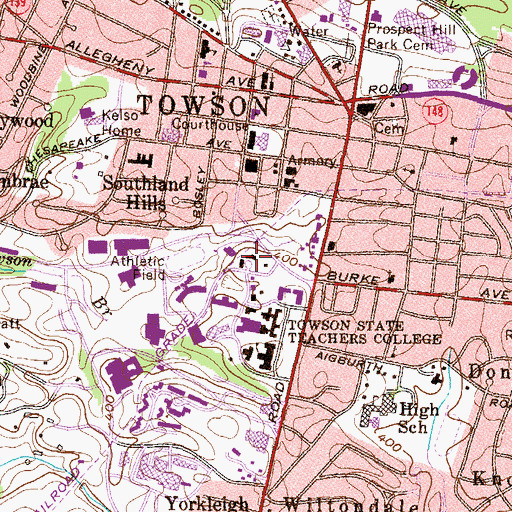 Topographic Map of Ward Hall, MD