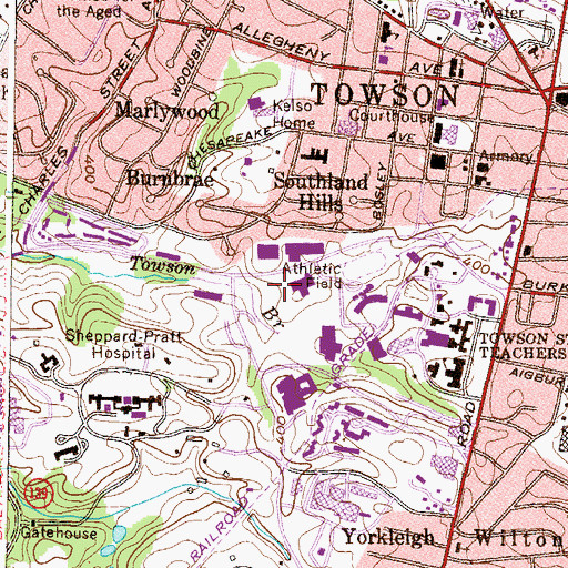 Topographic Map of Schuerholz Baseball Complex, MD