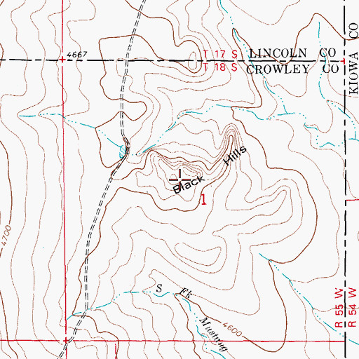 Topographic Map of Black Hills, CO