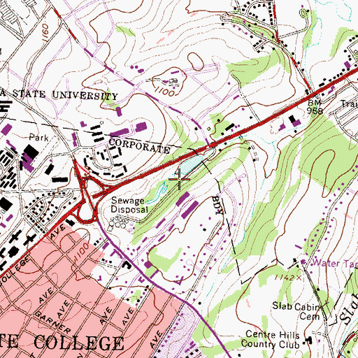 Topographic Map of Thompsons Meadow, PA