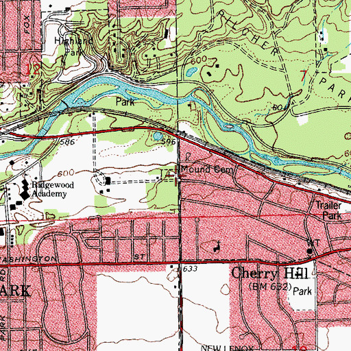 Topographic Map of Mound Cemetery, IL