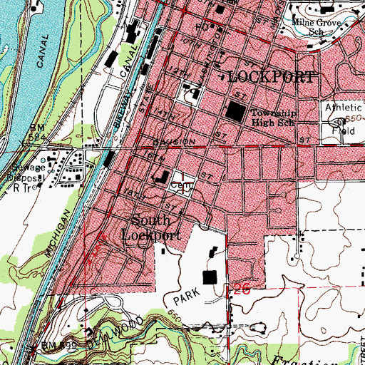 Topographic Map of Saint Dennis Cemetery, IL