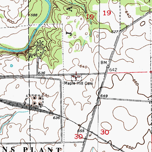 Topographic Map of Maple Hill Cemetery, IL