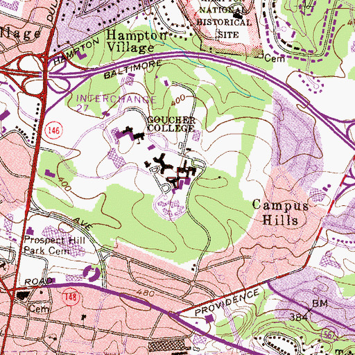 Topographic Map of Heubeck Hall, MD