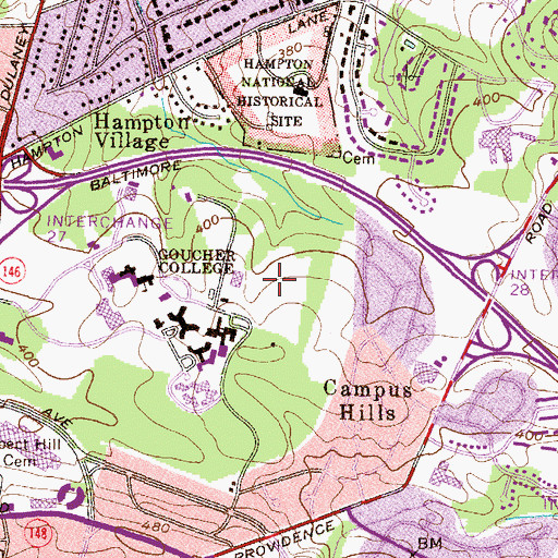 Topographic Map of Beldon Athletic Field, MD