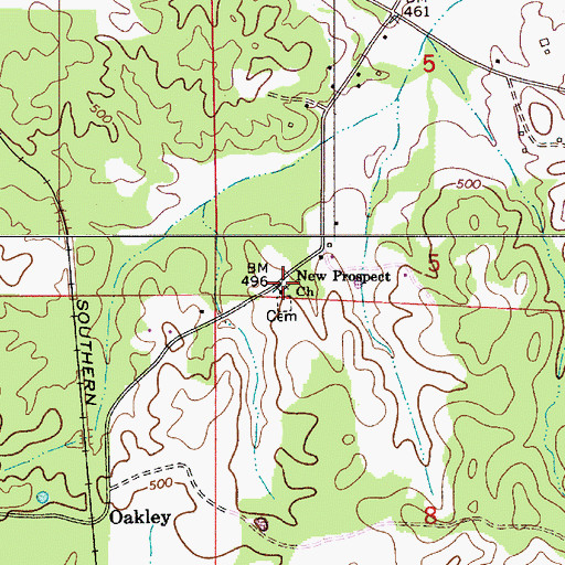 Topographic Map of Union School (historical), AL