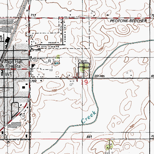 Topographic Map of Peotone Cemetery, IL