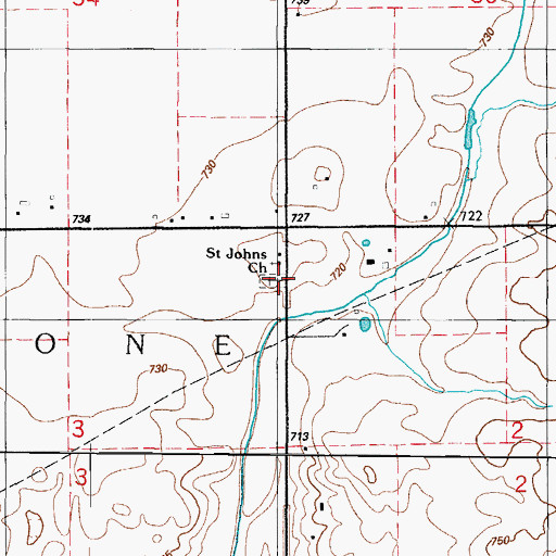 Topographic Map of Saint John's United Church of Christ Cemetery, IL