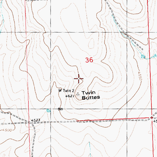 Topographic Map of Twin Buttes, CO