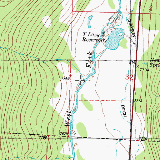 Topographic Map of Allen Creek, CO