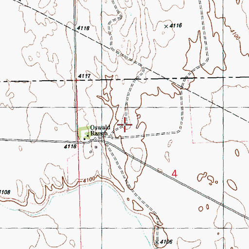 Topographic Map of Oswald Ranch, CO