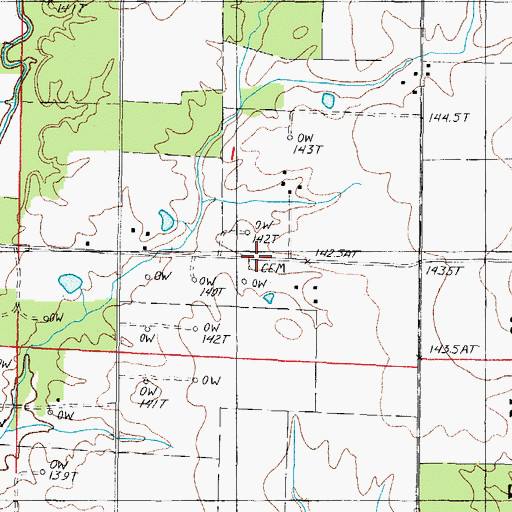 Topographic Map of Wachtel Cemetery, IL