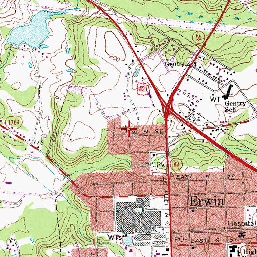 Topographic Map of First Free Will Baptist Church, NC