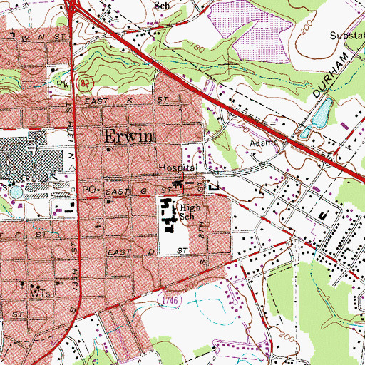 Topographic Map of Good Hope Hospital (historical), NC