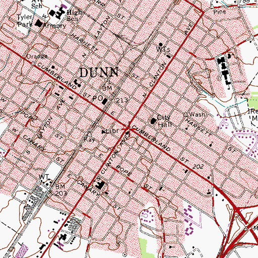 Topographic Map of Hood Memorial Christian Church, NC