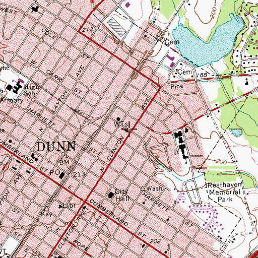 Topographic Map of North Clinton Avenue Baptist Church, NC